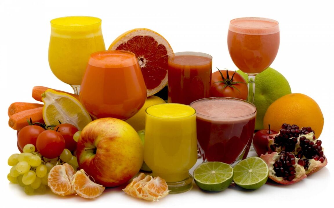 Allowed fruit and vegetable juices